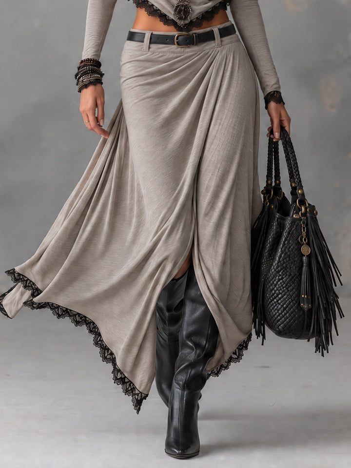 Michela | Draped Top and Slit Maxi Skirt Set