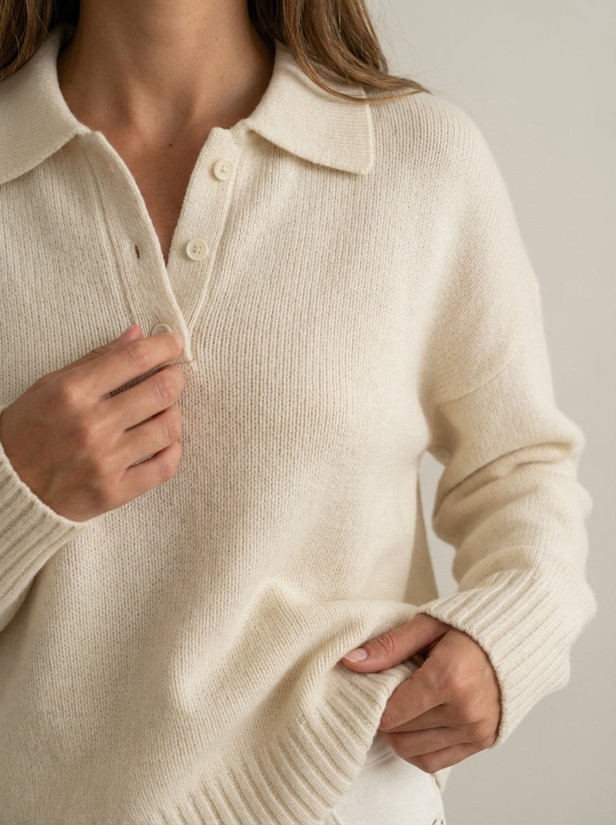 Laura | Collared Jumper with Button Details