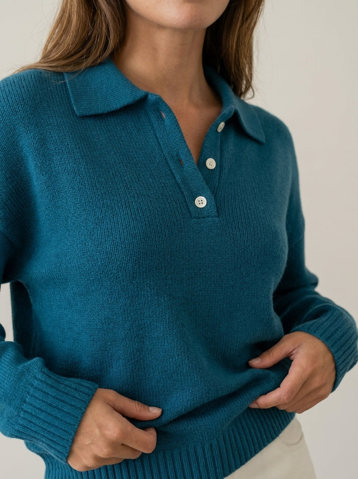 Laura | Collared Jumper with Button Details